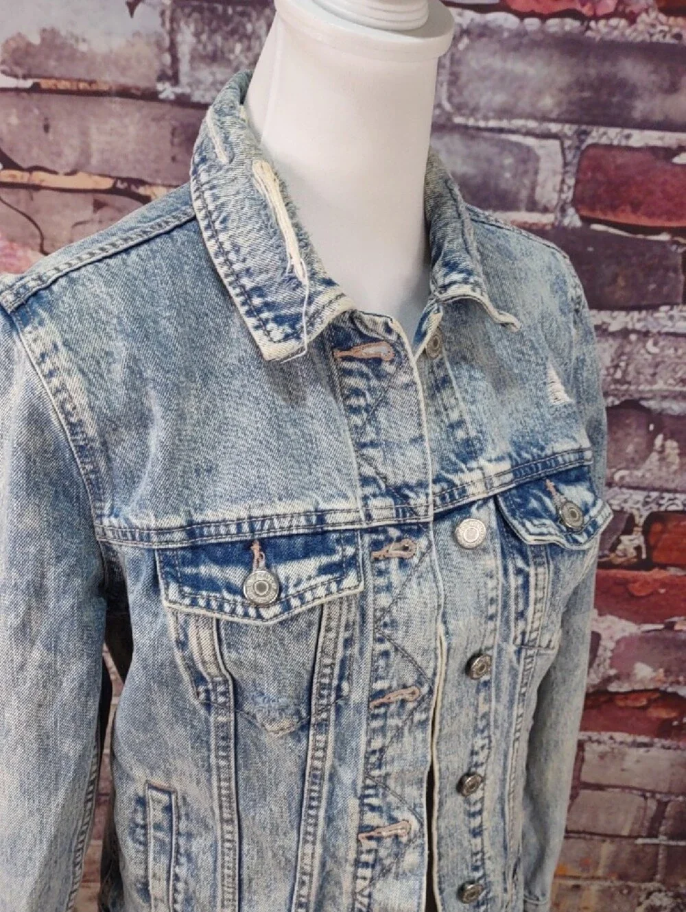 Old Navy Distressed Light Wash Denim Jacket